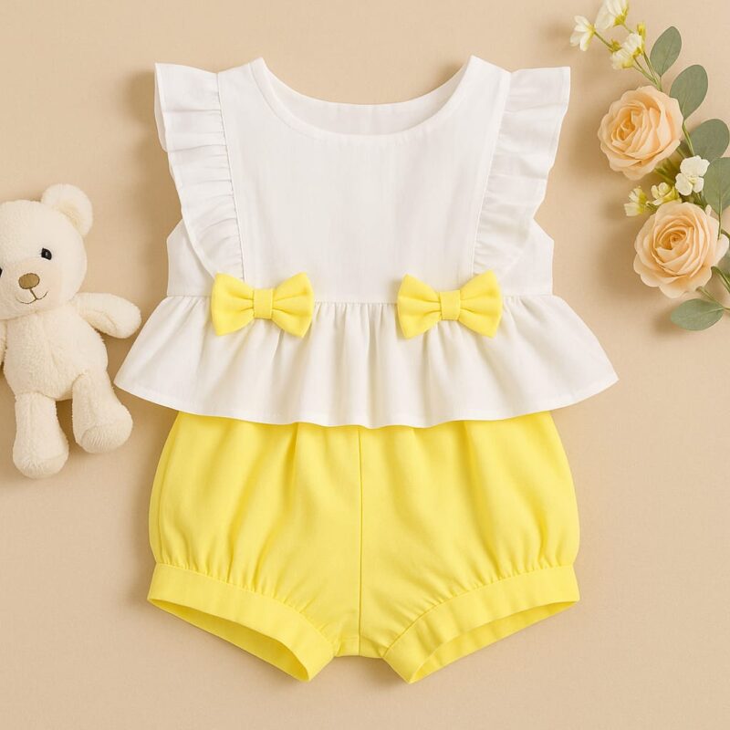 Conjunto 02P Alice Amarelo/Branco 8574A