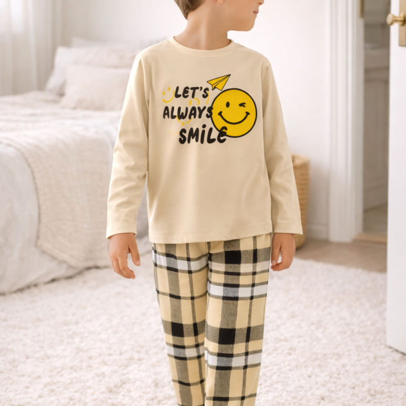 Pijama Manga Longa Emoji Carinha Feliz Ref:37257