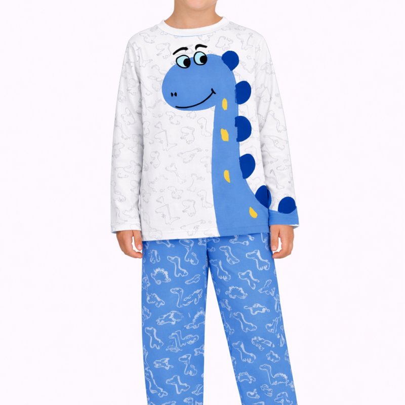 Pijama Manga Longa Dino Azul Ref: 02215