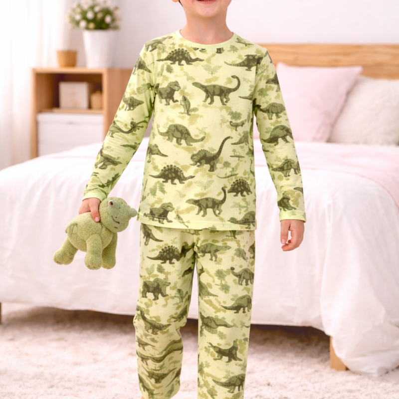 Pijama Manga Longa Dino Verde Ref: 45383DV