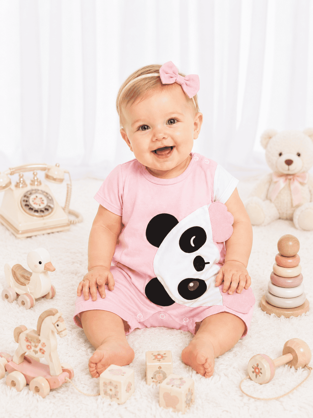 Body Verão Bichinhos Panda Rosa Ref: 1026 - Imagem 2