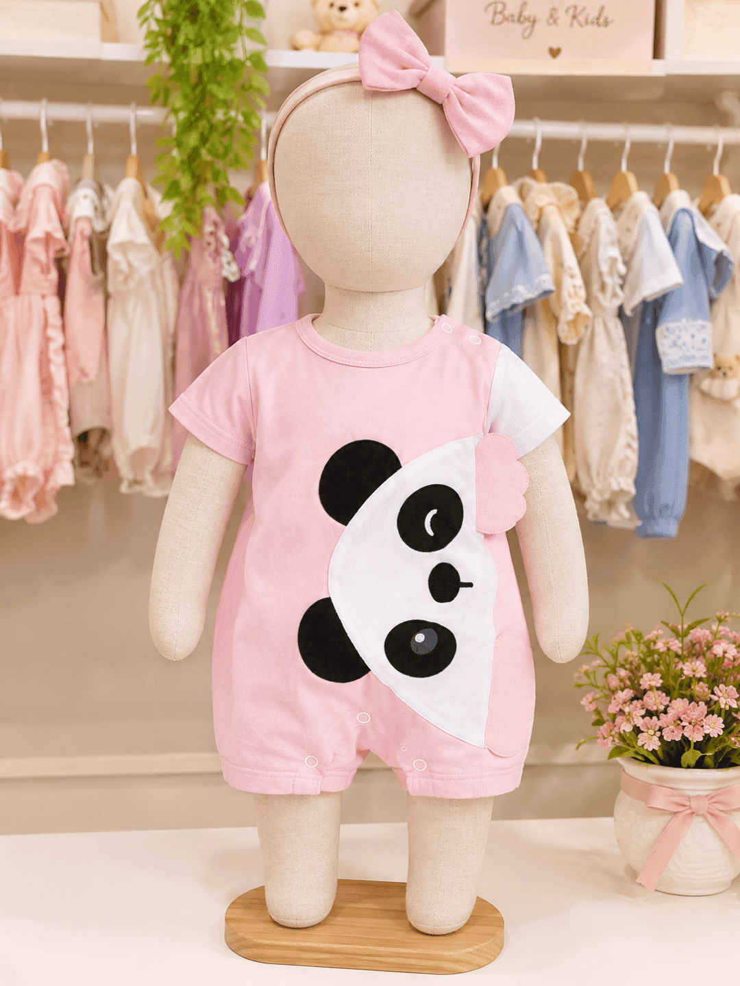 Body Verão Bichinhos Panda Rosa Ref: 1026 - Imagem 3