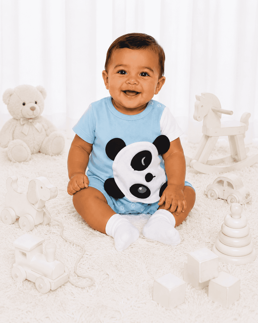 Body Verão Bichinhos - Panda Azul Ref: 1029 - Imagem 2